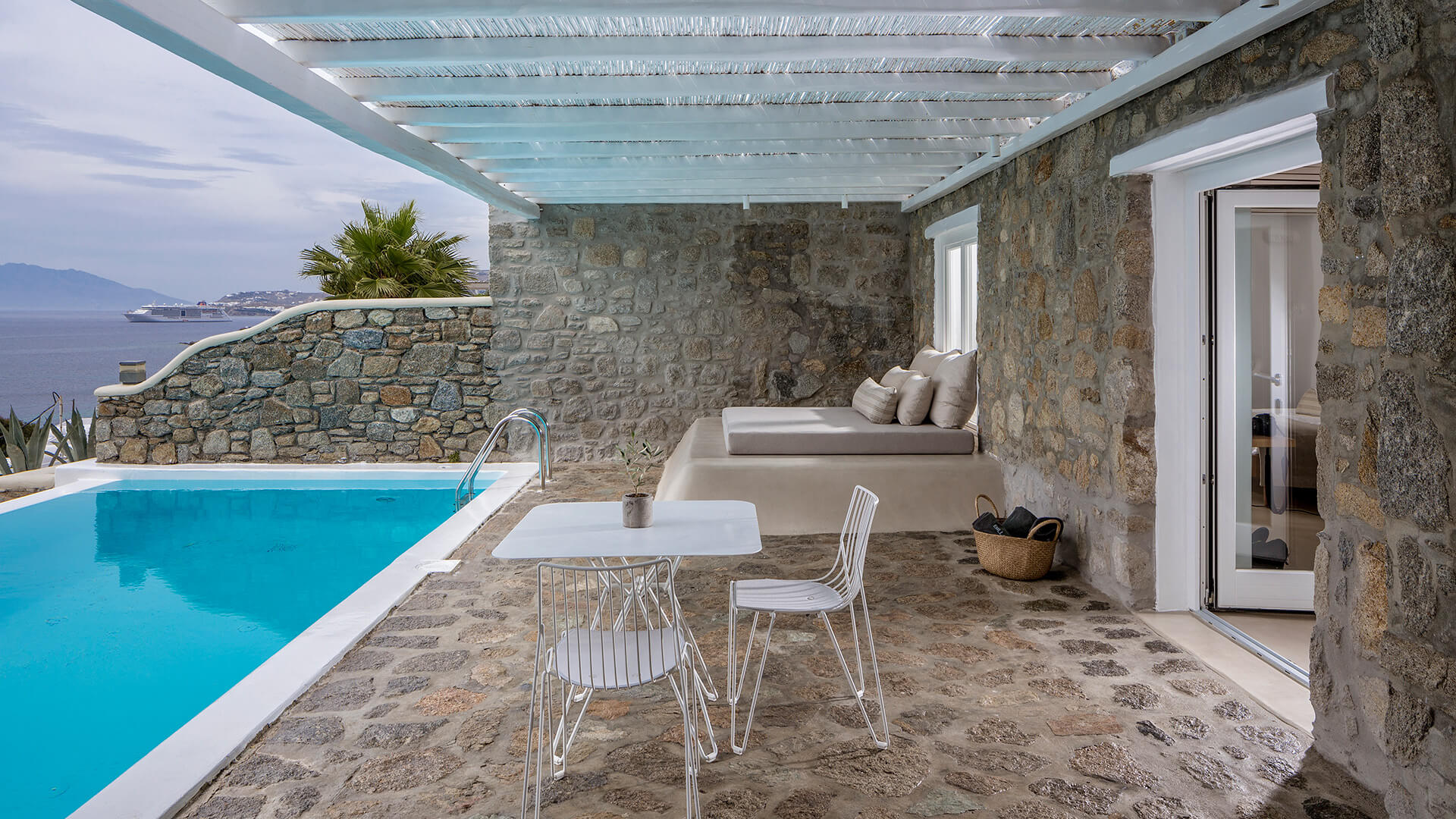 Piscina privada de hotel en Mykonos